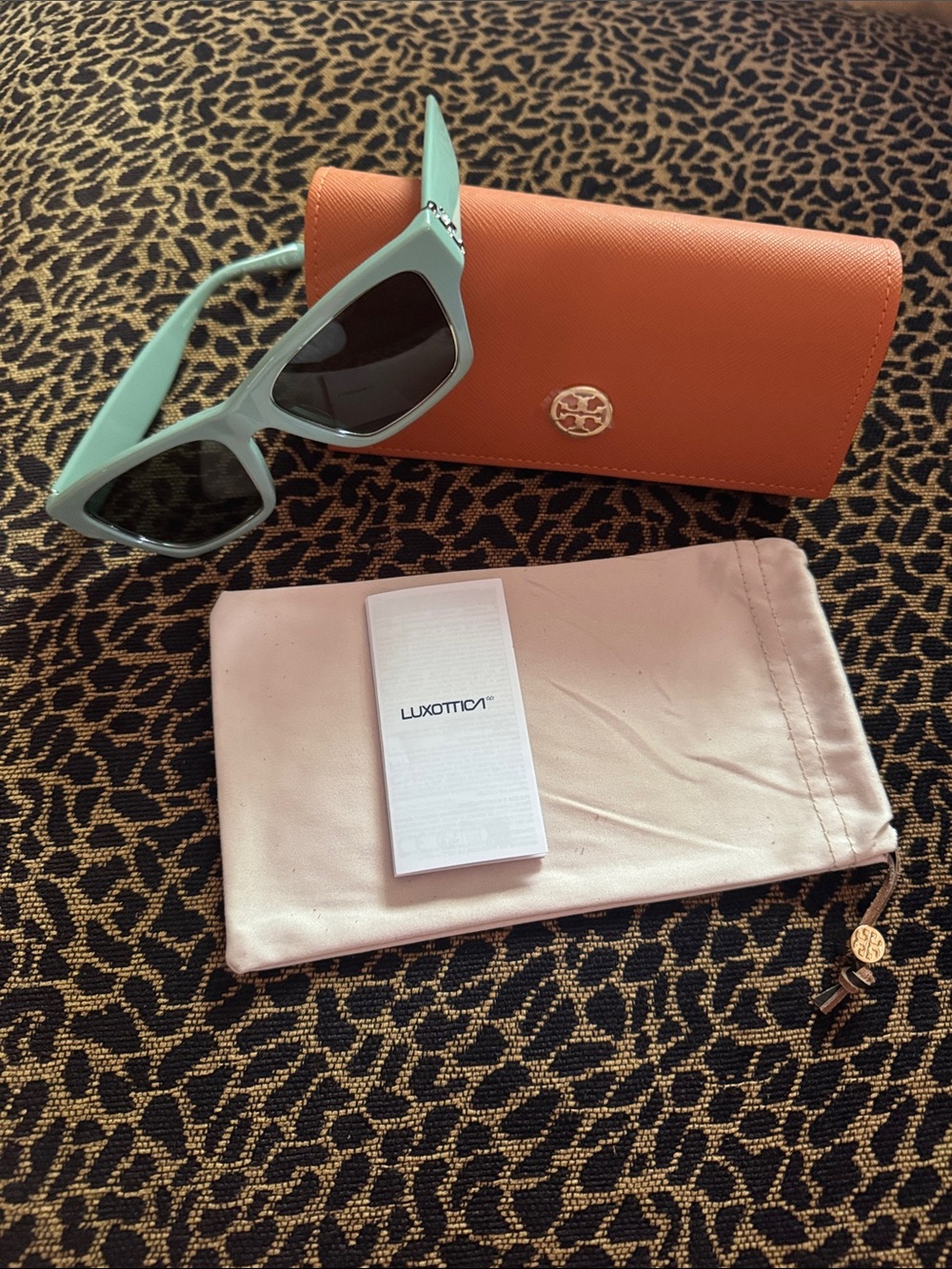 Tory Burch Mint Green Sunglasses with Case and Pouch